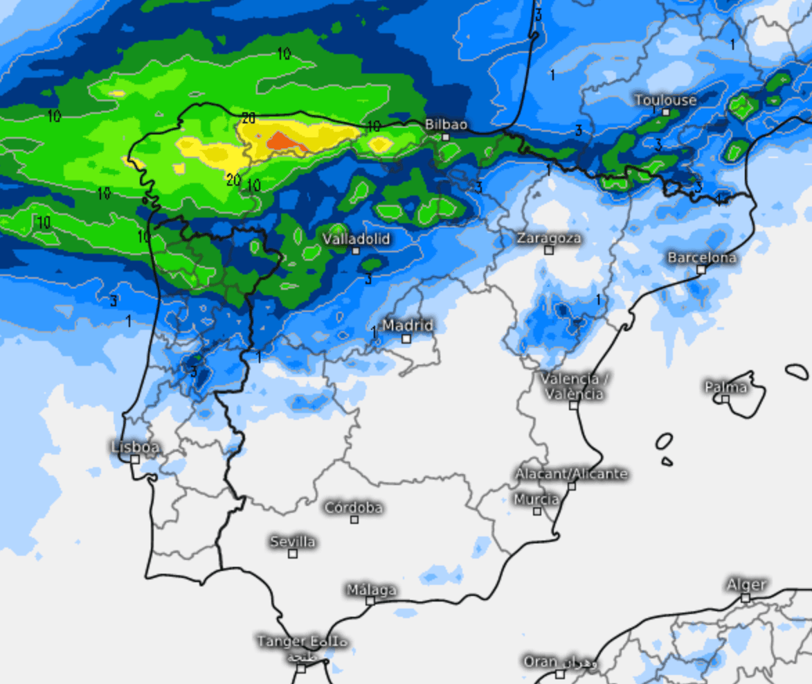 El tiempo en Galicia y Asturias: las lluvias ganan protagonismo el martes 8 de septiembre.